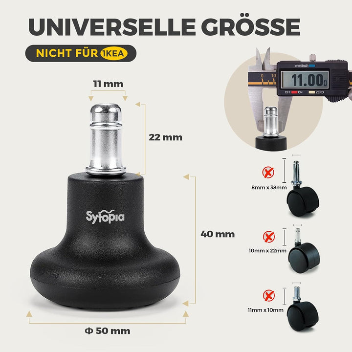 Sytopia 5 Stück Bodengleiter 2 Zoll, Höhe 6,5cm, mit Filzpads, Ersatz für Bürostuhl Rollen, Stuhlgle