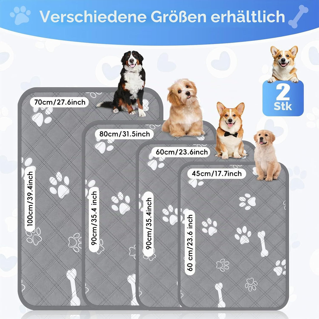 2 Stück Waschbar Haustier-Urinunterlage, Wiederverwendbare Matten für Hunde, Auslaufsicher, Super Sa