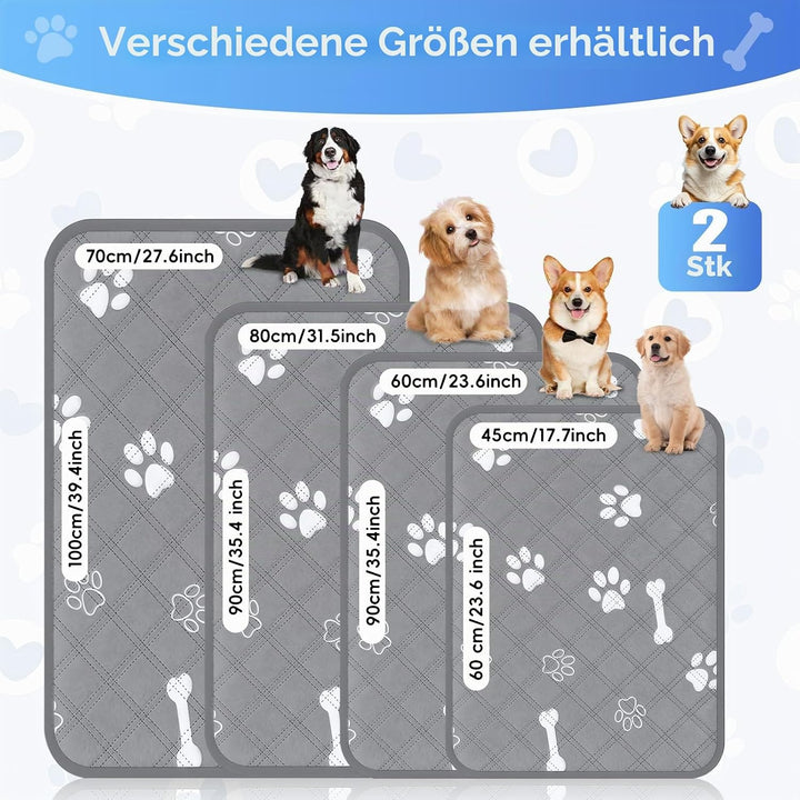 2 Stück Waschbar Haustier-Urinunterlage, Wiederverwendbare Matten für Hunde, Auslaufsicher, Super Sa