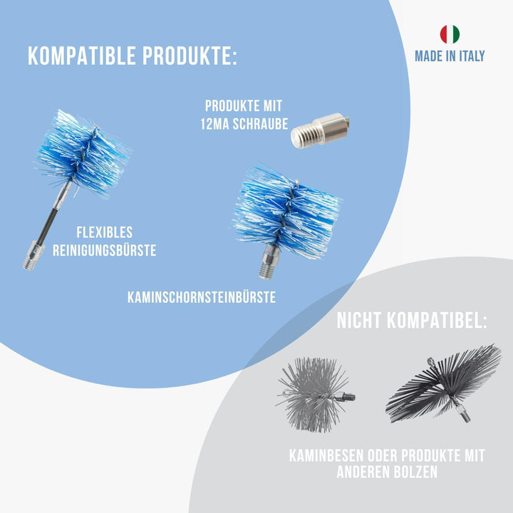 BARETTO | Pelletofen Reinigungsstange | Länge 3 m beschichteter Stahl, flexibel | Zubehör für Ofenro