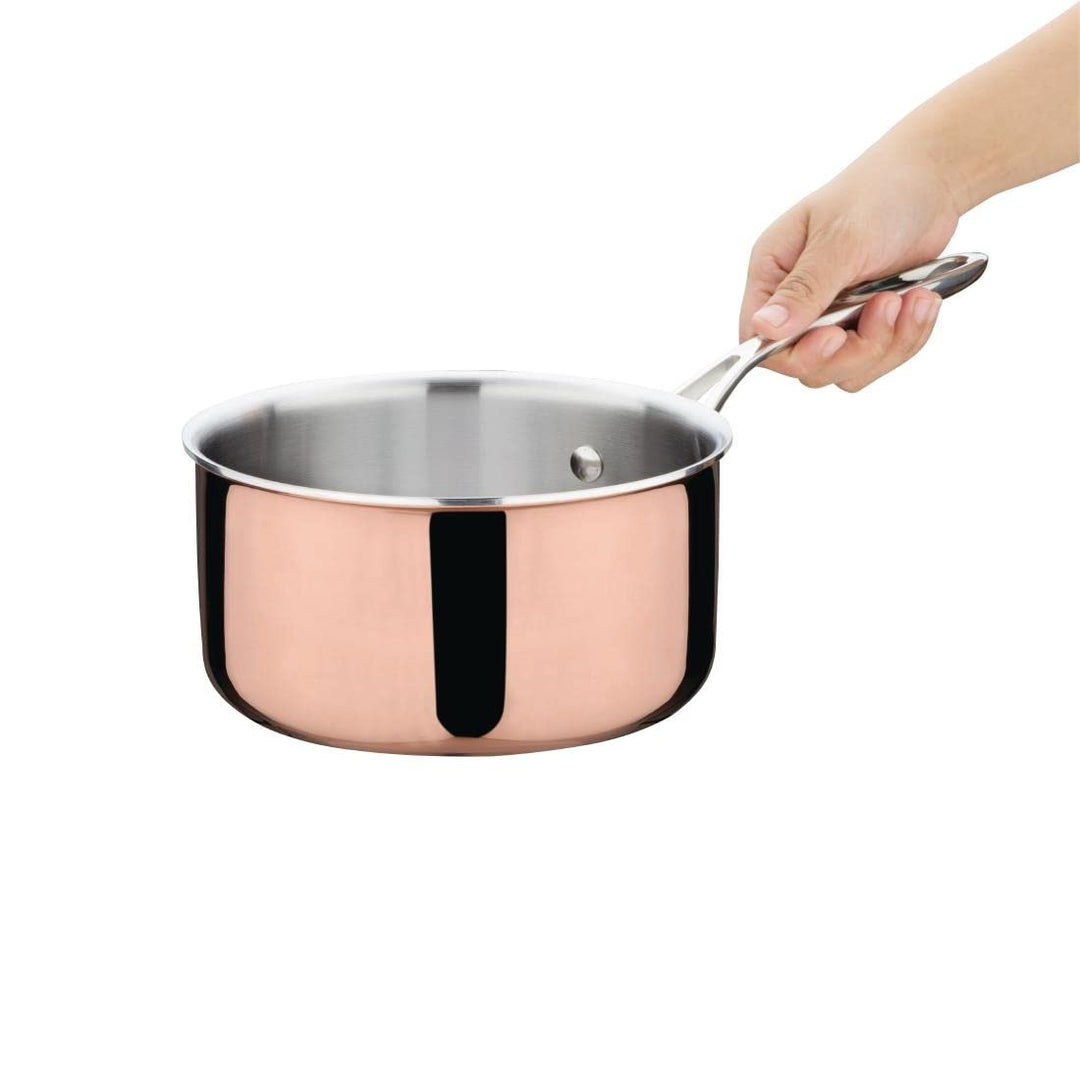 Vogue Tri Wall Copper Stielkasserolle 180 mm/2,3 Liter, Material: Aluminium/Stahl/Kupfer, dreiwandig