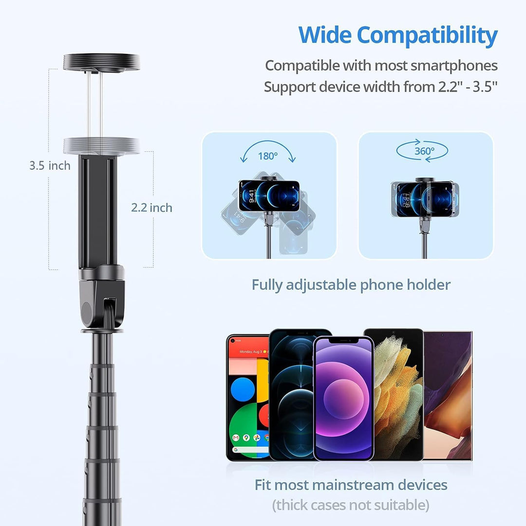 ATUMTEK Selfie-Stick, 60 Zoll (15,2 cm), Stativ für Telefon, ausziehbar, All-in-One mit Bluetooth-Fe