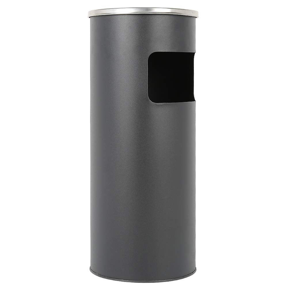 Drumm Abfalleimer mit Standaschenbecher, 30 l, Edelstahl/Eisen, rutschfest, für Aussen/Innenbereich,