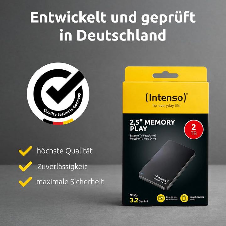 Intenso 6021460 Memory Play 1TB externe TV-Festplatte (6,35 cm (2,5 Zoll), 5400rpm, 8MB Cache, USB 3