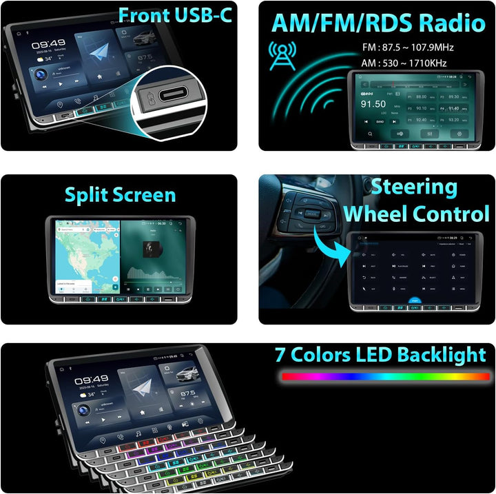 Android Autoradio Bluetooth mit Bildschirm(9”) für VW Golf 5 6 T5 Polo 6r Caddy Passat Touran Seat,