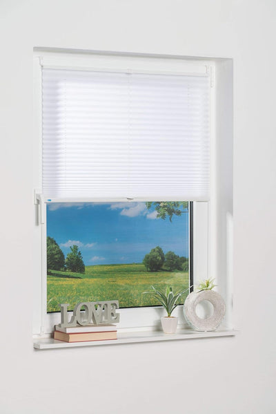 K-home 421614-6 Klemmfix-Plissee Weiss 90 x 130 cm (B x L) Lichtschutz +++ Moderne Crushed Optik +++