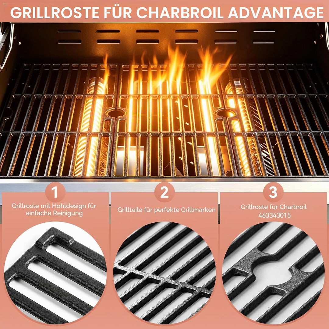 463343015 Gusseisen Grillroste Ersatz für Charbroil Advantage 463344015 463344116 463343819 46337111