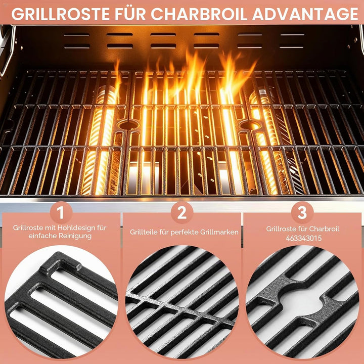 463343015 Gusseisen Grillroste Ersatz für Charbroil Advantage 463344015 463344116 463343819 46337111