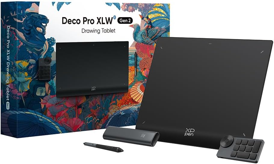 XPPen Deco Pro XLW Gen 2 Grafiktablett, Digitales Zeichentablett Bluetooth 5.0 ohne Display, 16K(163