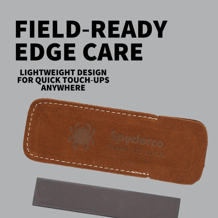 Spyderco Taschenstein mit mittlerer Körnung und Lederetui, Weiss 1" x 5" x 1/8", 1" x 5" x 1/8"
