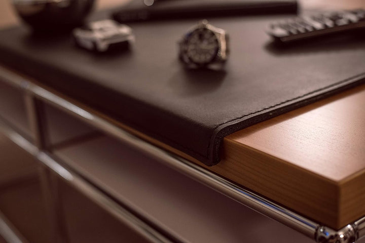 Luxentury Schreibtischunterlage Schreibunterlage Leder Kantenschutz: 90x60 cm Echtleder abgewinkelt