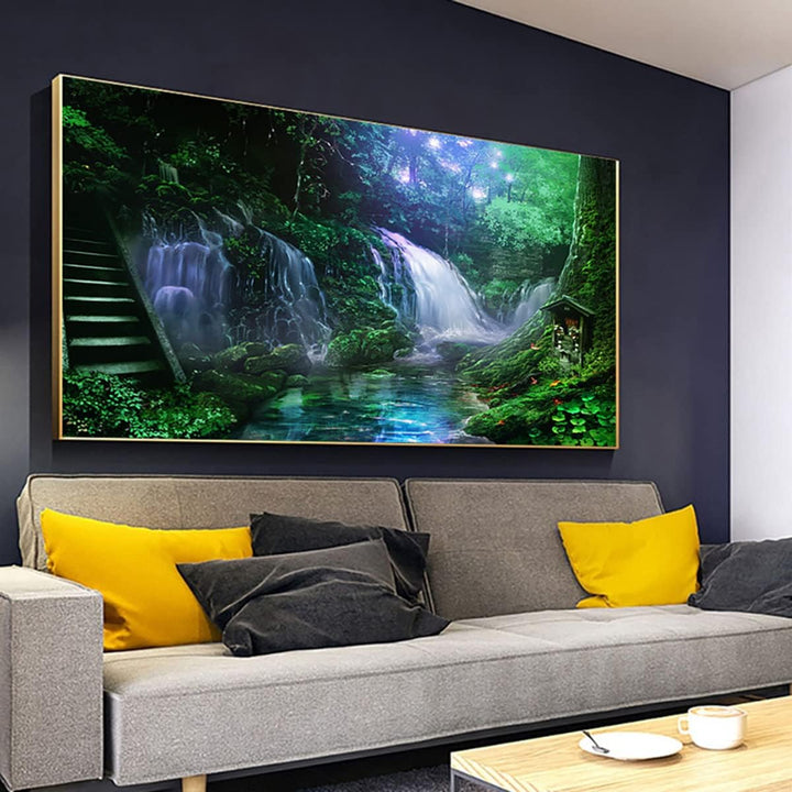 Instarry DIY 5D Diamond Painting Bilder Gross Naturlandschaft Wasserfall Wohnzimmer Dekoration 120x5