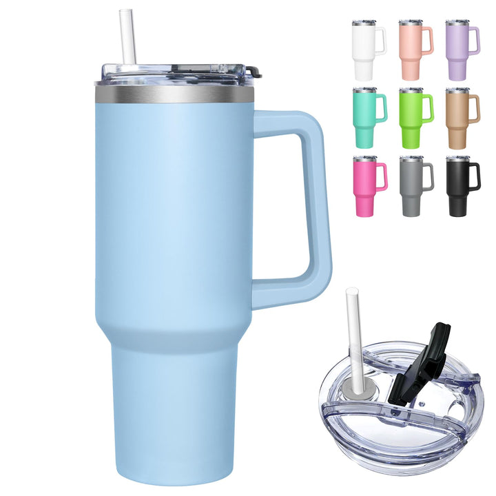 Thermobecher mit 2-in-1-Deckel 1180ML, Kaffeebecher to go Thermo, Trinkbecher mit Deckel und Strohha