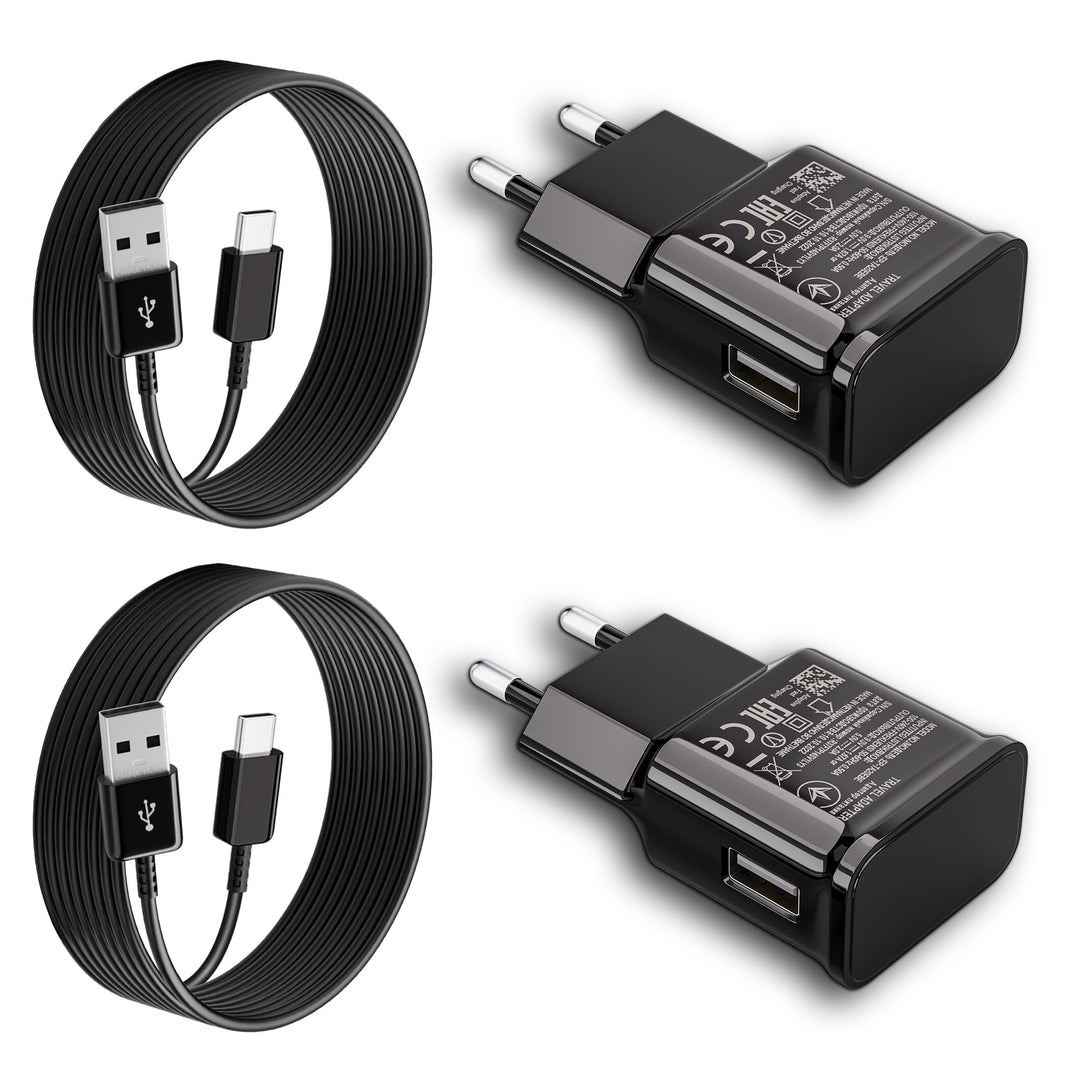 2er-Pack USB Ladegerät mit 2m Ladekabel USB Typ-C für Samsung Galaxy A13 A14 A15 A23 A25 A33 A34 A35