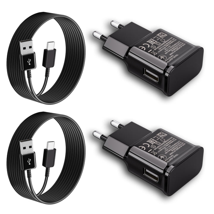 2er-Pack USB Ladegerät mit 2m Ladekabel USB Typ-C für Samsung Galaxy A13 A14 A15 A23 A25 A33 A34 A35