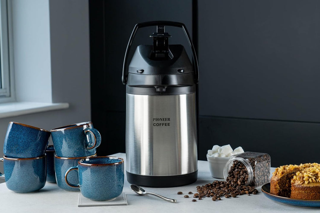 Pioneer Airpot Isolier-Pumpkanne, 3 Liters, Edelstahl-Getränkespender, Beschriftet mit 'COFFEE', Dop