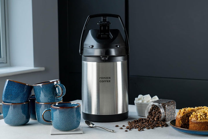 Pioneer Airpot Isolier-Pumpkanne, 3 Liters, Edelstahl-Getränkespender, Beschriftet mit 'COFFEE', Dop