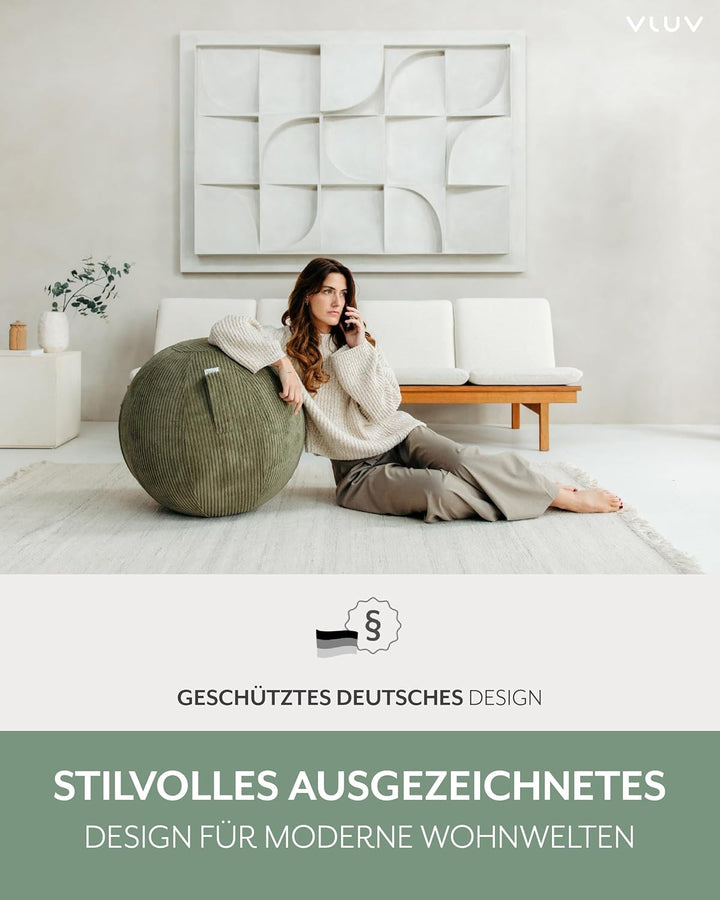 VLUV® BOL VLIP Sitzball Büro Ergonomisch [Atmungsaktiv mit Tragegriff und Wegrollschutz] Waschbarer