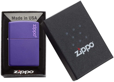 Zippo Mattes Taschenfeuerzeug Logo Lilafarbenes Zippo Logo, Logo Lilafarbenes Zippo Logo