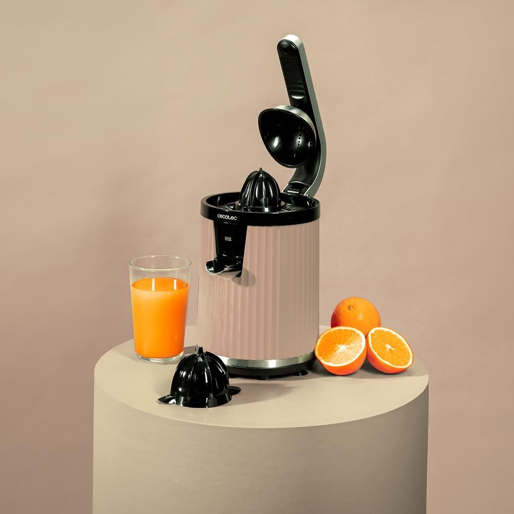 Cecotec Elektrische Zitruspresse mit Arm für Orangen und Zitrusfrüchte Xqueeze RetroJuice 600 Beige.