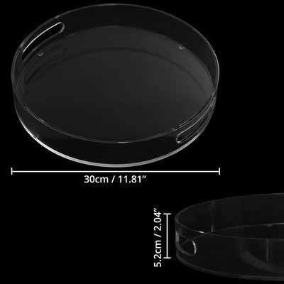 Kurtzy Transparentes Rundes Serviertablett Kunststoff mit Griffen - 30 cm Durchmesser - Extra Grosse