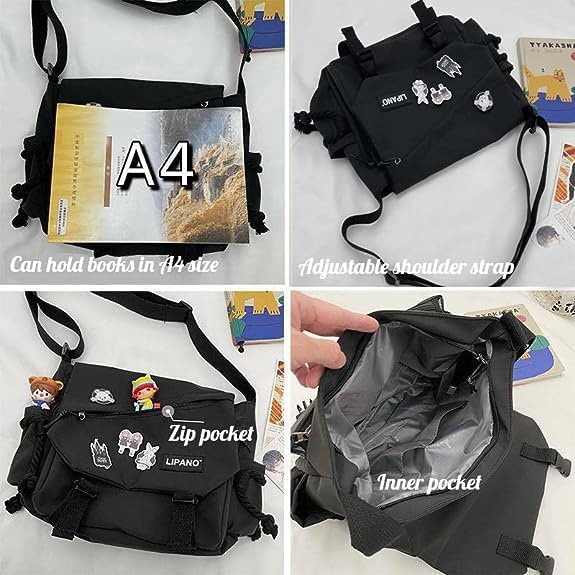 Niedliche Umhängetasche, ästhetische Umhängetasche, Nylon Y2K Schultertasche für Frauen Männer P01-s