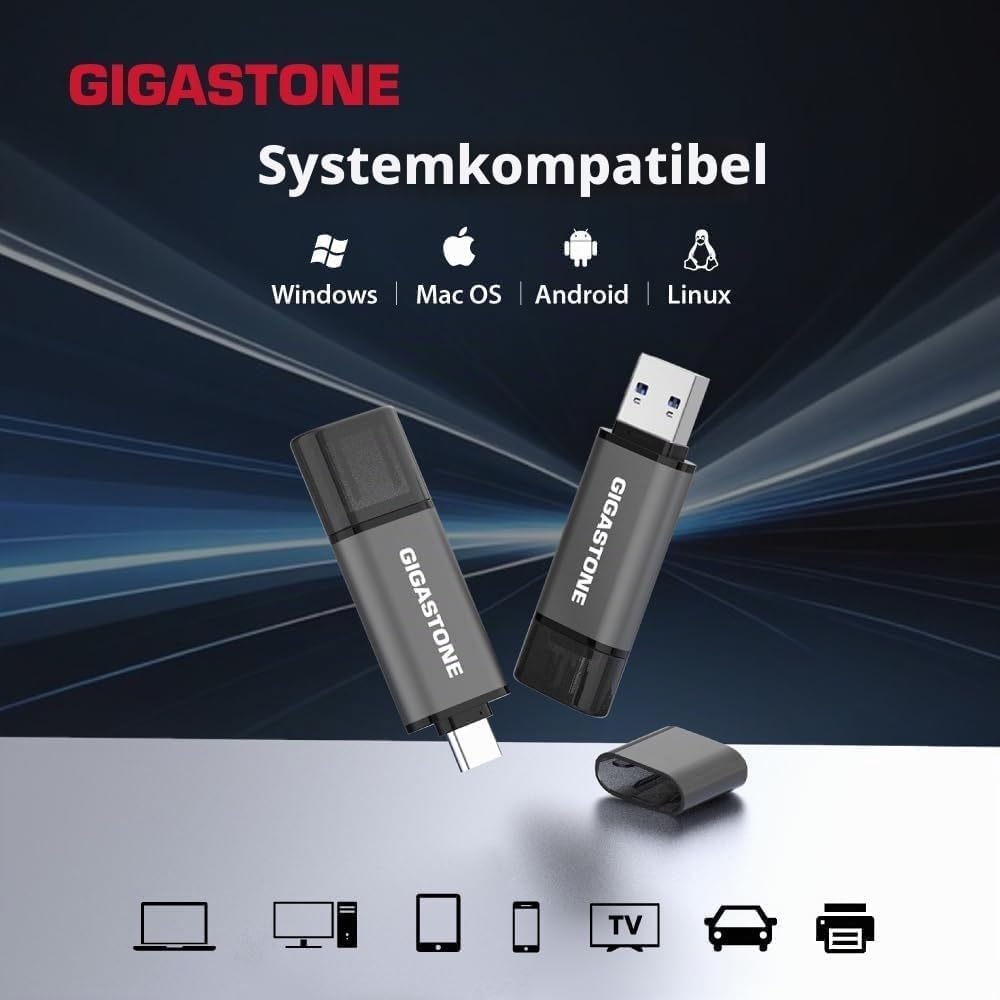 GIGASTONE 64GB USB-Flash-Laufwerk (5 Stück) Z40 USB 3.2 Gen 1, Typ-A &amp; Typ-C, Highspeed, Design mit