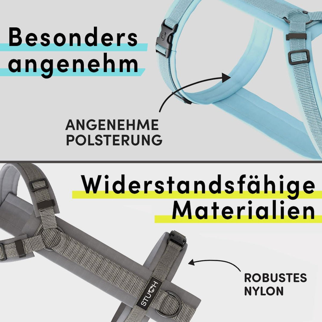 STUCH Hundegeschirr - verstellbares Nylon Geschirr - gepolstert - Für kleine, mittlere und grosse Hu