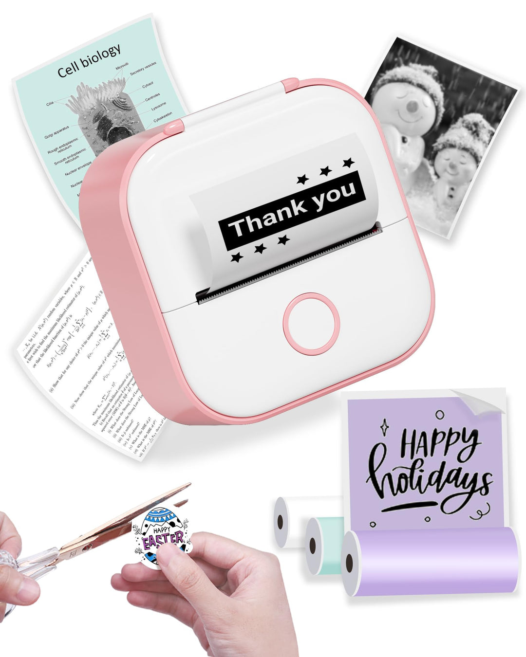 Phomemo Mini Etikettendrucker,T02 Sticker Fotodrucker für Smartphone,Handy Thermodrucker klein mit 3