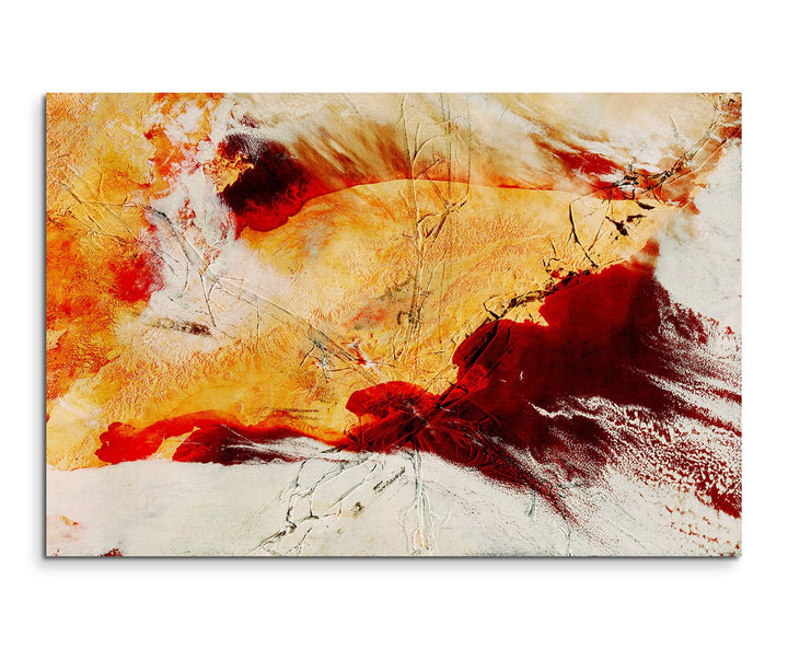 Paul Sinus Art 120x80cm Leinwandbild Leinwanddruck Kunstdruck Wandbild rot gelb beige Farbe