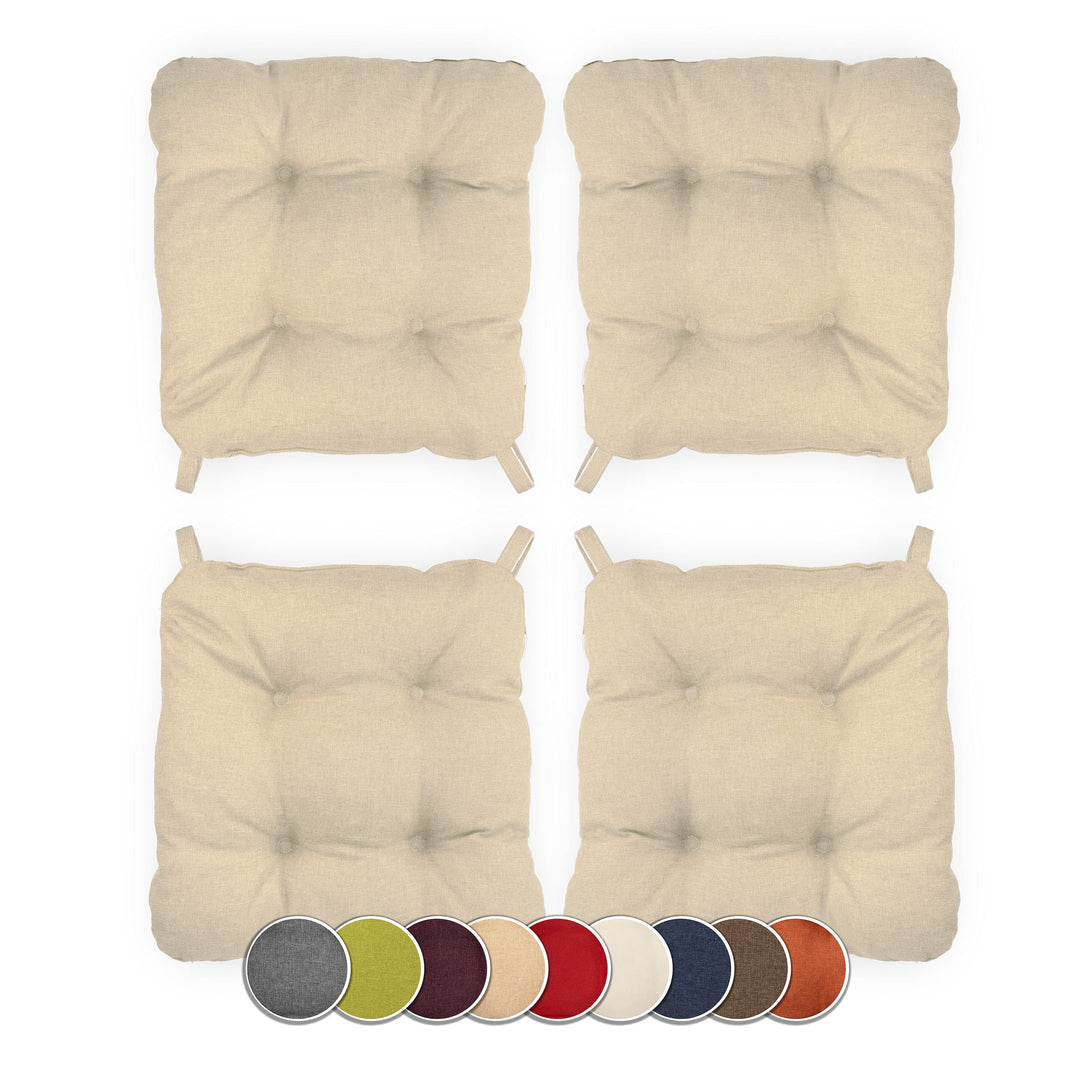sunnypillow 4er Set Stuhlkissen mit Klettverschluss Masse: 40 (vorne) | 35 (hinten) x 40 x 8 cm Pols