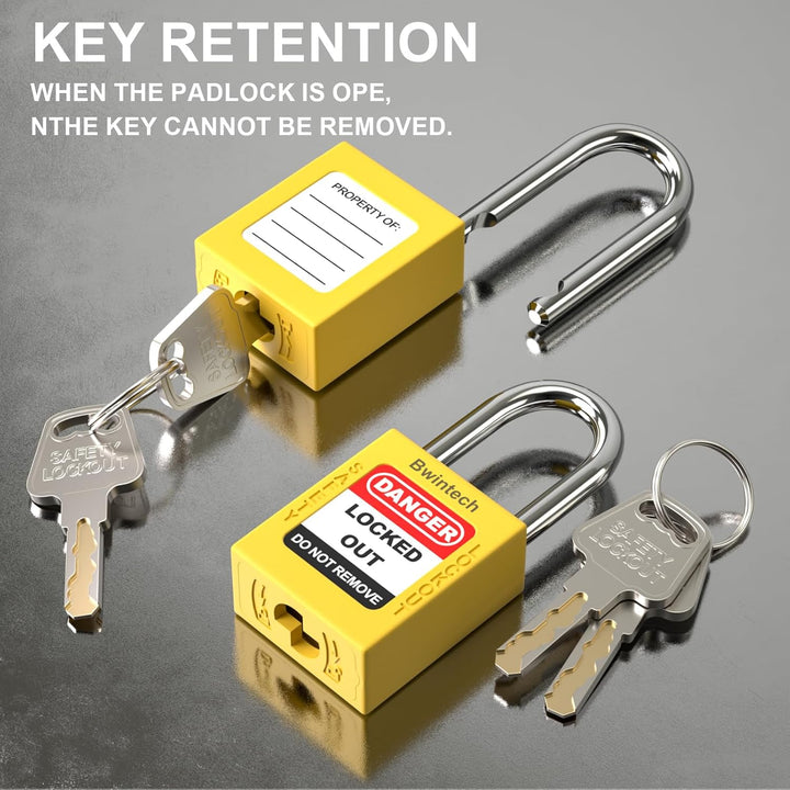 Bwintech 5 Stück 38MM verschlüsselt verschiedene gelb Sicherheitsvorhängeschloss Lockout Tagout Schl