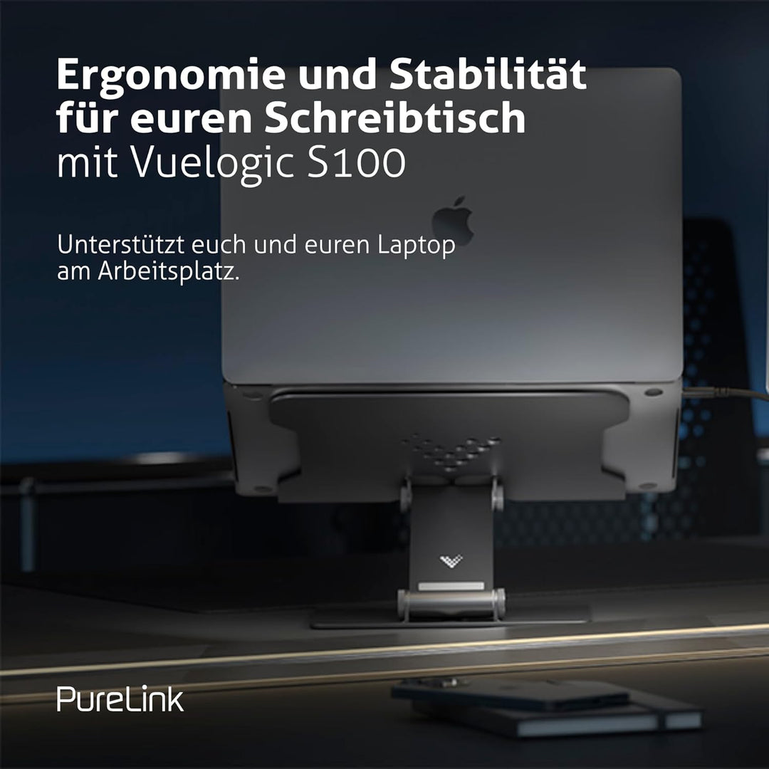 PureLink Vuelogic höhenverstellbarer Laptop Ständer, ergonomischer Notebookhalter für Schreibtische,