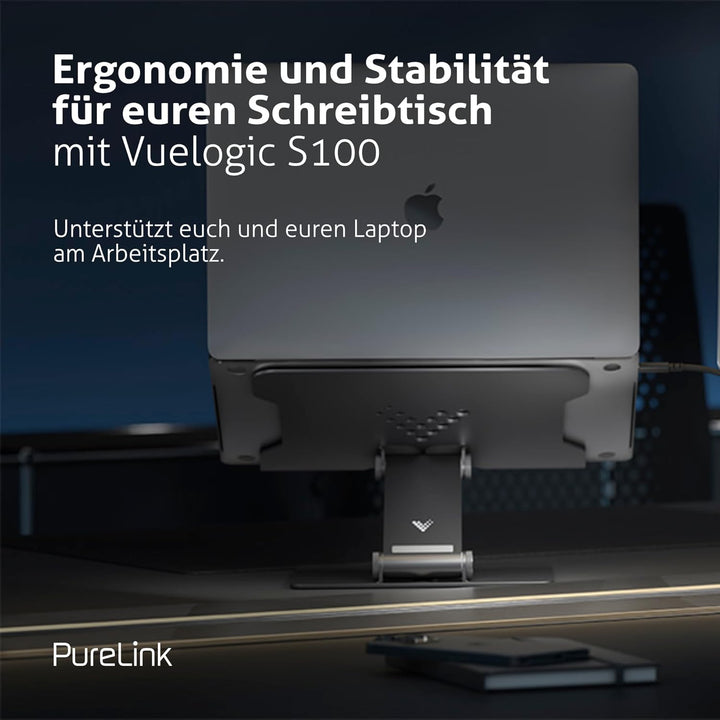 PureLink Vuelogic höhenverstellbarer Laptop Ständer, ergonomischer Notebookhalter für Schreibtische,