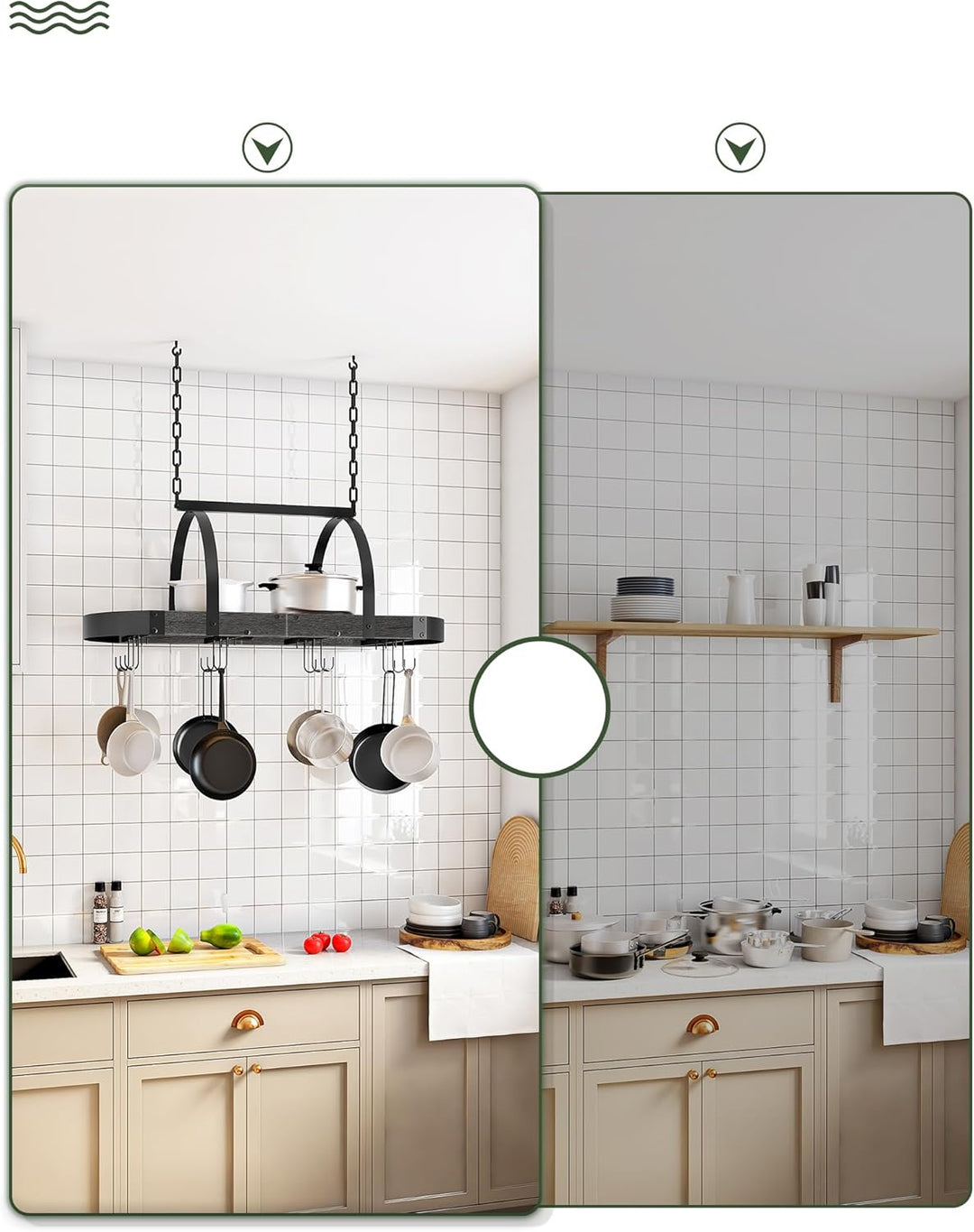 Küchenregal hängend, Küche Topfregal Deckenregal, Hängendes Küchenregal, Küchenutensilien-Organizer