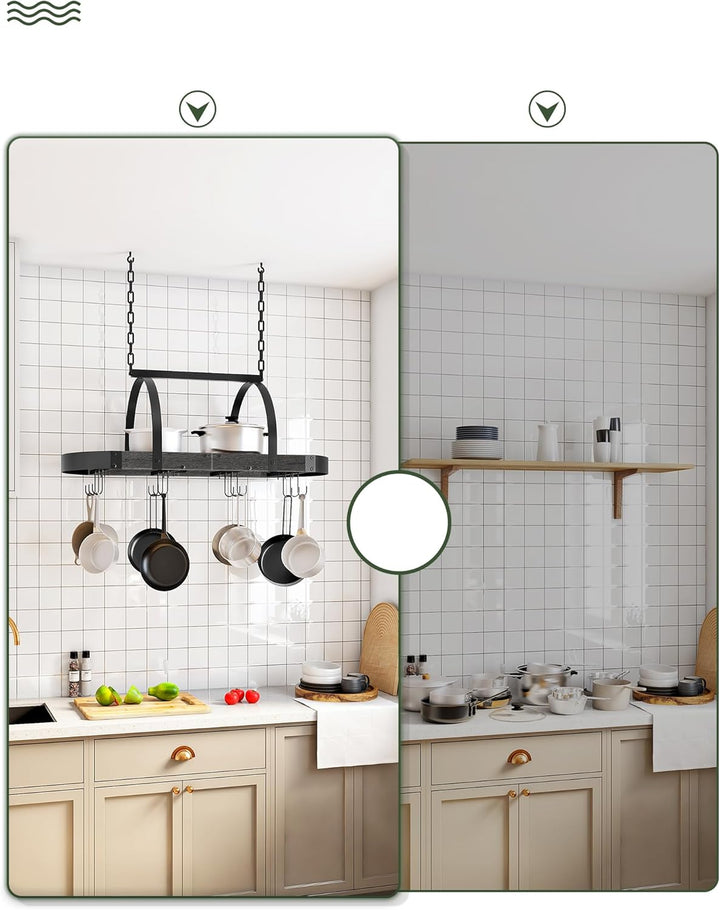 Küchenregal hängend, Küche Topfregal Deckenregal, Hängendes Küchenregal, Küchenutensilien-Organizer