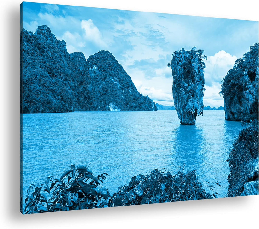 deyoli exotische Inseln in Thailand Format: 80x60 Effekt: Monocrome Blau als Leinwand, Motiv fertig