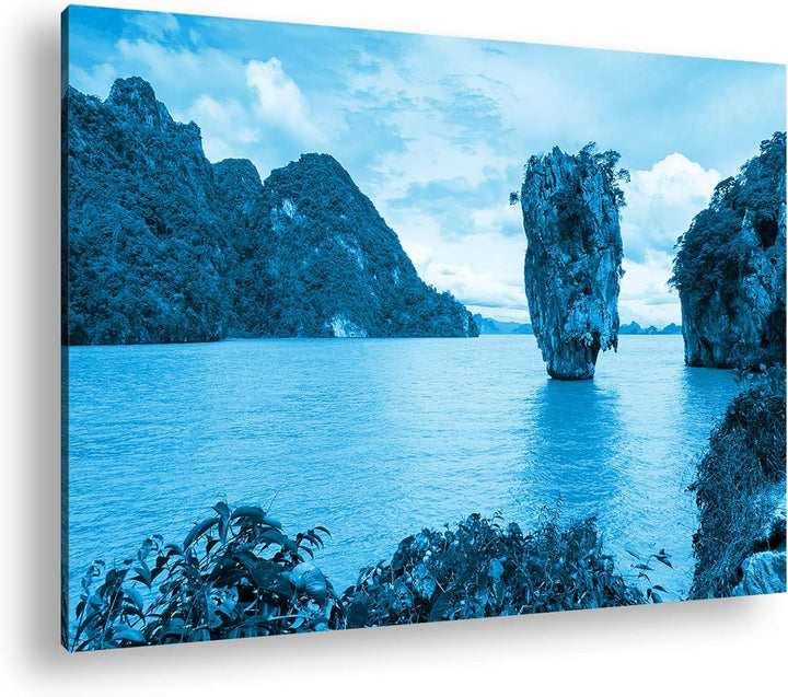 deyoli exotische Inseln in Thailand Format: 80x60 Effekt: Monocrome Blau als Leinwand, Motiv fertig