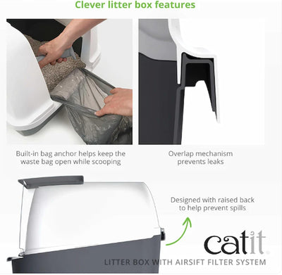 Catit Jumbo Katzentoilette mit Abdeckung, Weiss/Grau Weiss/Grau 1 Stück (1er Pack), Weiss/Grau 1 Stü