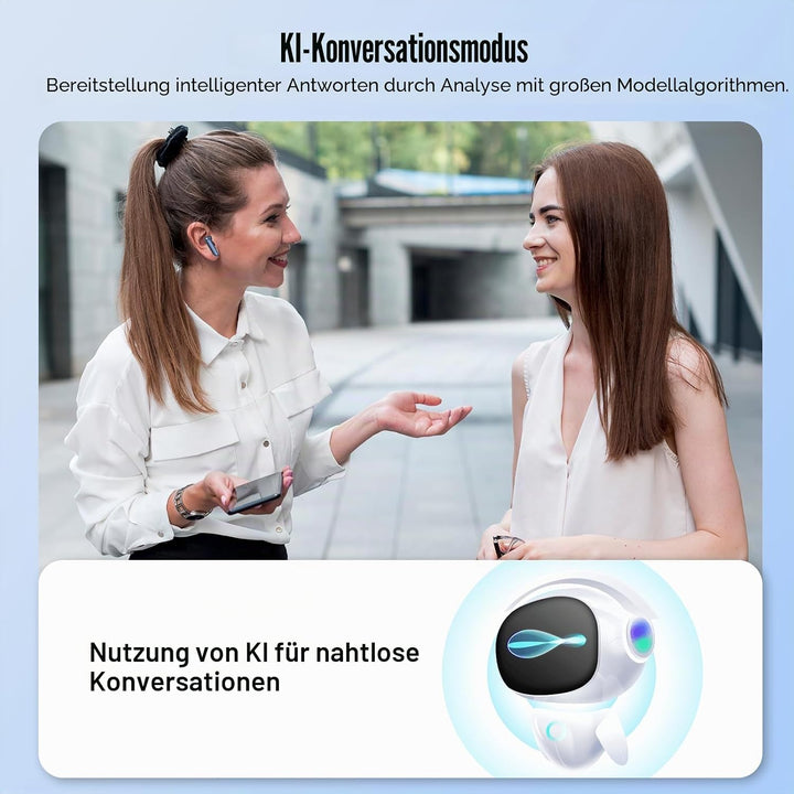 AI Kopfhörer Übersetzer, 3-in-1 Sprachübersetzer Kopfhörer 164 Sprachen mit App, 7 Übersetzungsmodi