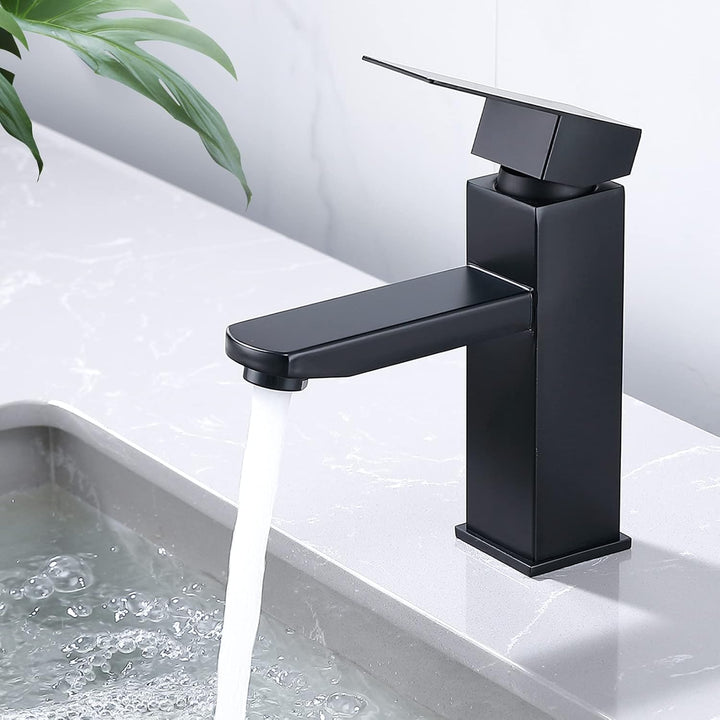 HOMELODY Wasserhahn Bad Schwarz Waschtischarmatur Armatur Waschbecken Eckig Badezimmer Mischbatterie