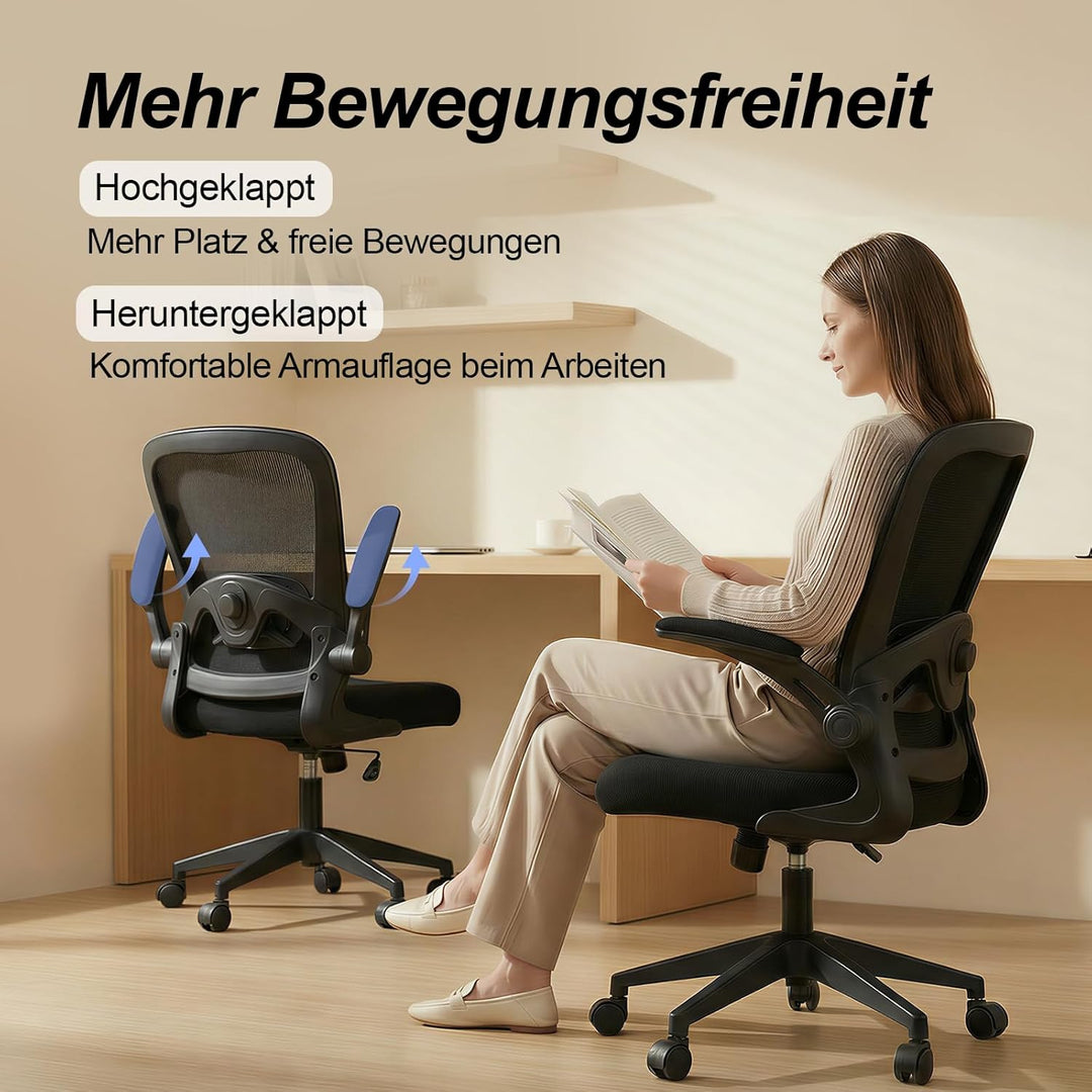 Bürostuhl Ergonomisch mit 4D Verstellbarer Lordosenstütze und Atmungsaktivem Mesh, Ergonomischer Sch