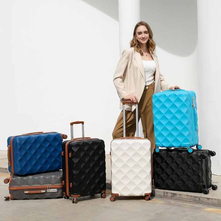 British Traveller Robustes ABS- und PC-Hartschalengepäck mit 4 Spinnrollen, TSA-Schloss, YKK-Reissve