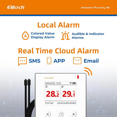 Elitech Temperatur-Datenlogger, drahtlose Fernüberwachung, Externer doppelter Temperaturfühler, Warn