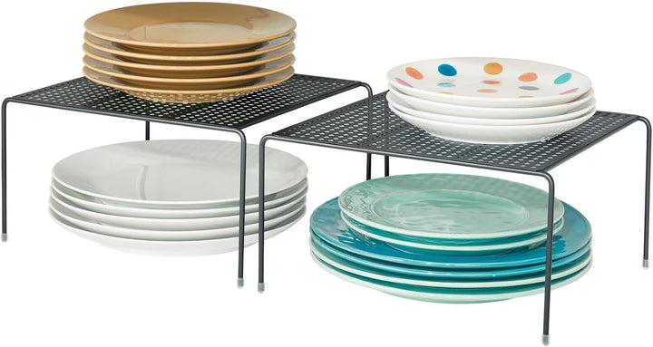 mDesign 2er-Set Geschirrablage für die Küche – freistehendes Tellerregal aus Metall – kleines Küchen