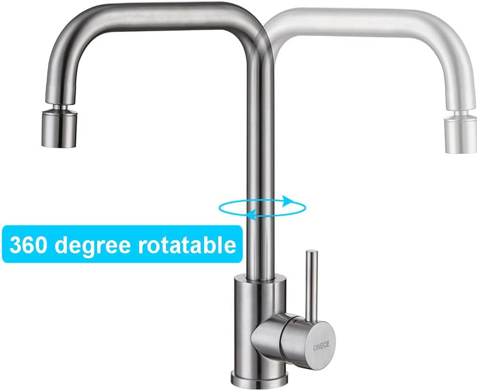 ONECE Küchenarmatur mit 2 Strahlarten, Hochdruck Wasserhahn Küche Spültischarmatur aus Edelstahl geb
