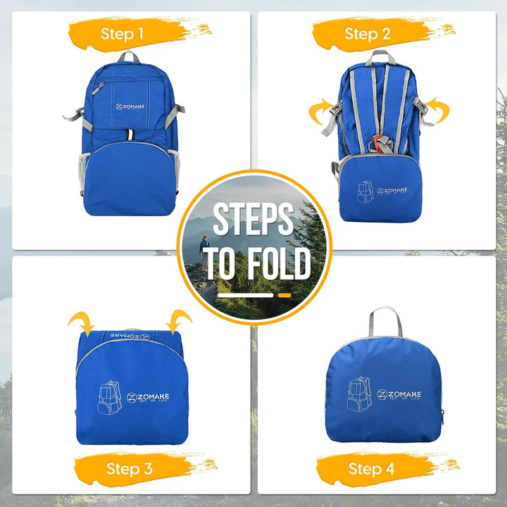 ZOMAKE Faltbarer Rucksack 35L,Leichter Rucksäcke Wasserdicht Wanderrucksack Packable Backpack für Da