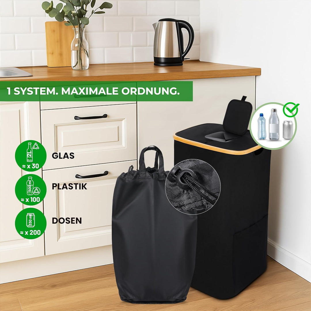 Pfandflaschen Sammelbehälter 100 L, faltbar & stabil, Flaschensammler Leergut, grosse Pfandbox, Pfan