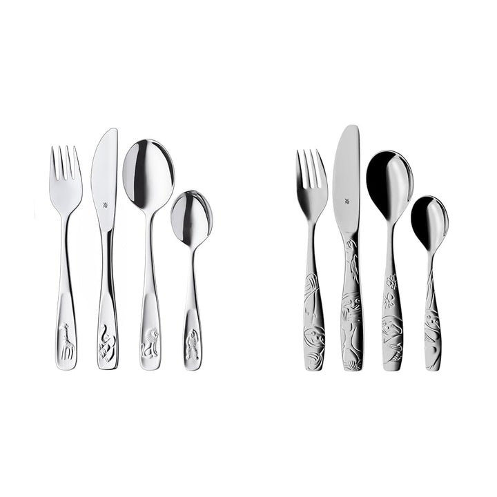 WMF Tiere Kinderbesteck Set Set 4-teilig &amp; Faultier Kinderbesteck Set 4-teilig, Kinderbesteck Edelst
