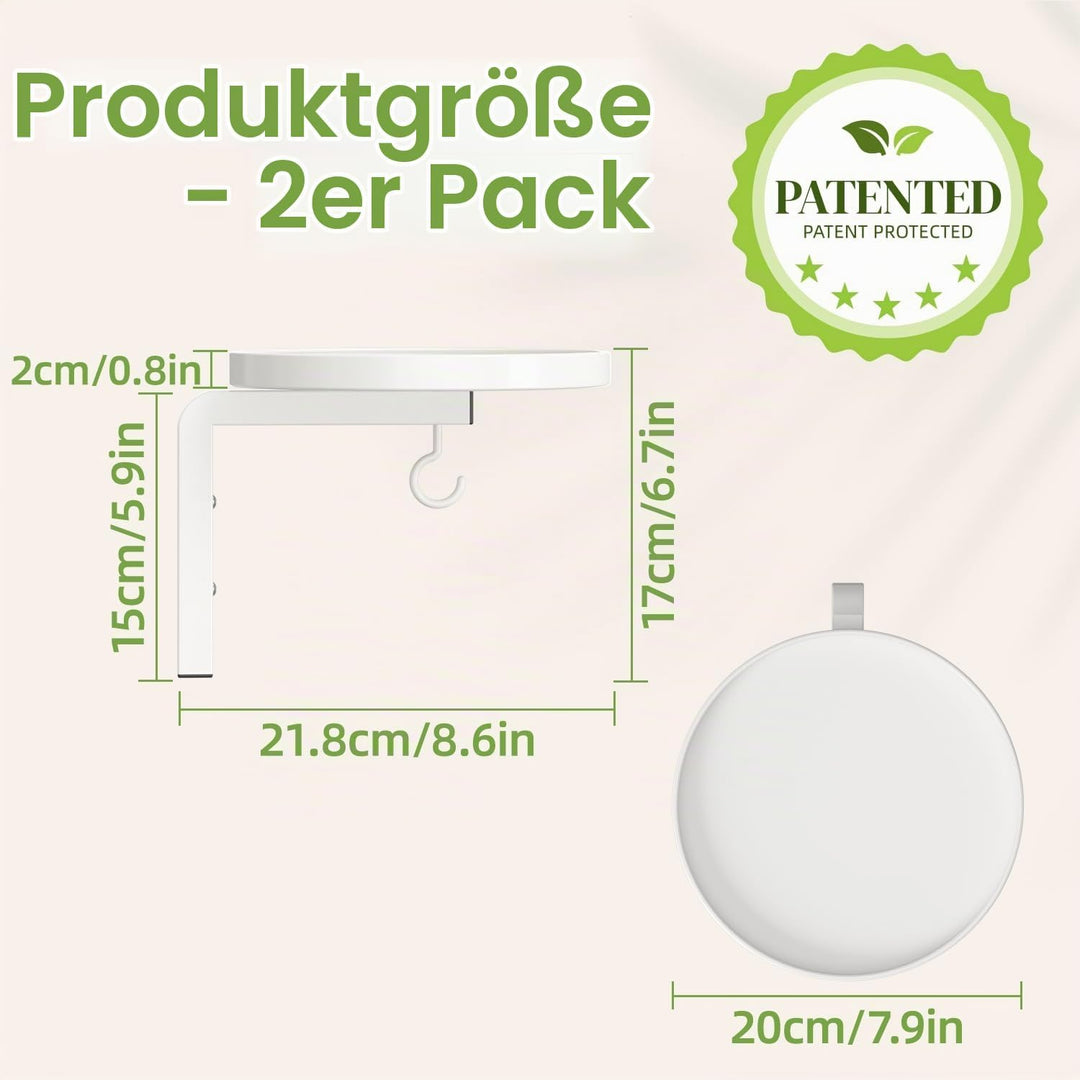 iDavosic.ly Wand Pflanzenhalter Set aus 2 Stück, Metall Blumenständer mit 2 Haken, Wandmontage Blume